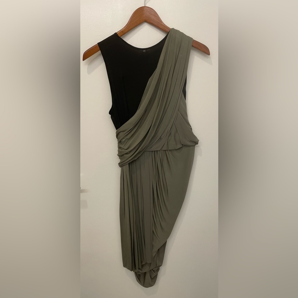 Alexander Wang Grecian draped dress w/ sheer black top layer